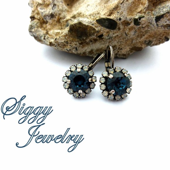 Swarovski Crystal Montana Halo Drop Earrings, 8mm - Picture 4 of 6